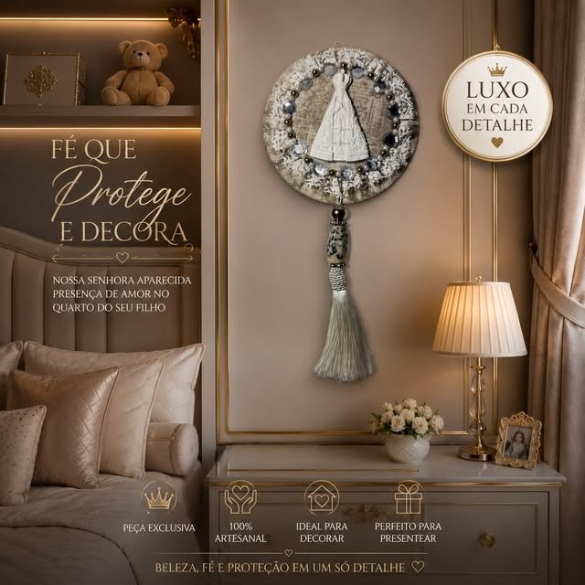 Nossa Senhora Aparecida — renda e pérolas