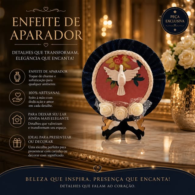 Divino para aparador — floral e azul