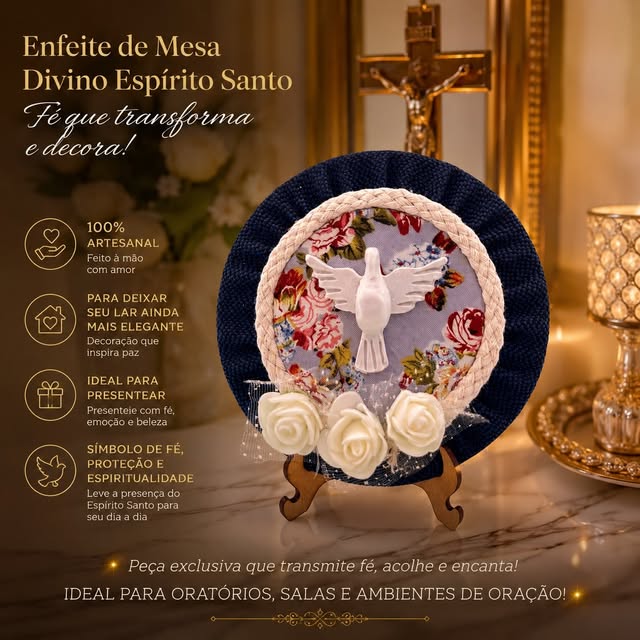 Divino de mesa — azul e floral claro